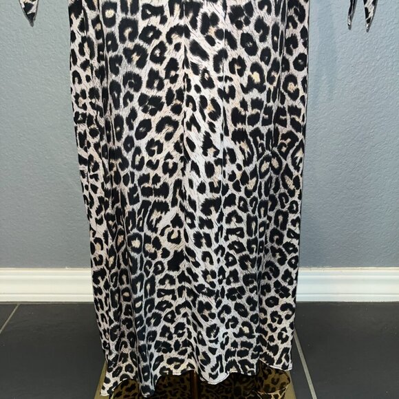 ALLSAINTS Leopard Animal Print Long Sleeve Bow Neck Maxi Dress  EUC  Size Small - Picture 11 of 16
